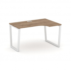 Style Project Стол рабочий эргоном. SN-6T2.SPA-001(R) Дуб Табак/Металл Белый/Заглушка Пластик Белый