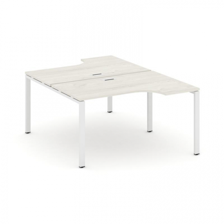 Style Project Рабочая станция эргоном. SN-6P.DRPA-022 Дуб Наварра/Металл Белый 1580*1632/1992*750