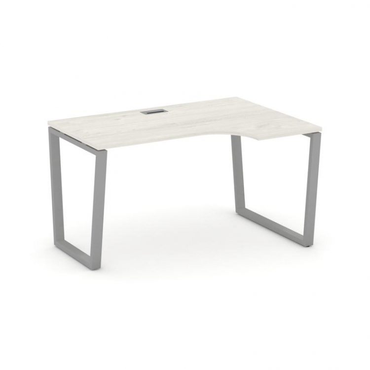 Style Project Стол рабочий эргоном. SN-6T2.SPA-002(R) Дуб Наварра/Металл Серый/Заглушка Пластик Сере