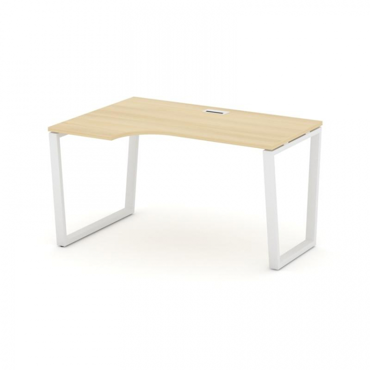 Style Project Стол рабочий эргоном. SN-6T2.SPA-001(L) Акация Лорка/Металл Белый/Заглушка Пластик Бел