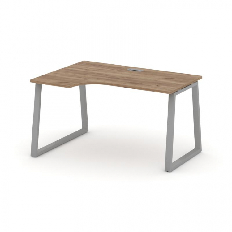 Style Project Стол рабочий эргоном. SN-6T1.SPA-012(L) Дуб Табак/Металл Серый/Заглушка Пластик Серебр