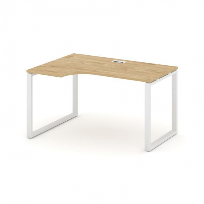 Style Project Стол рабочий эргоном. SN-6O.SPA-011(L) Тиквуд Светлый/Металл Белый 1380*700/980*750