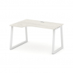 Style Project Стол рабочий эргоном. SN-6T1.SPA-021(L) Дуб Наварра/Металл Белый/Заглушка Пластик Белы