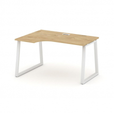 Style Project Стол рабочий эргоном. SN-6T1.SPA-011(L) Тиквуд Светлый/Металл Белый/Заглушка Пластик Б