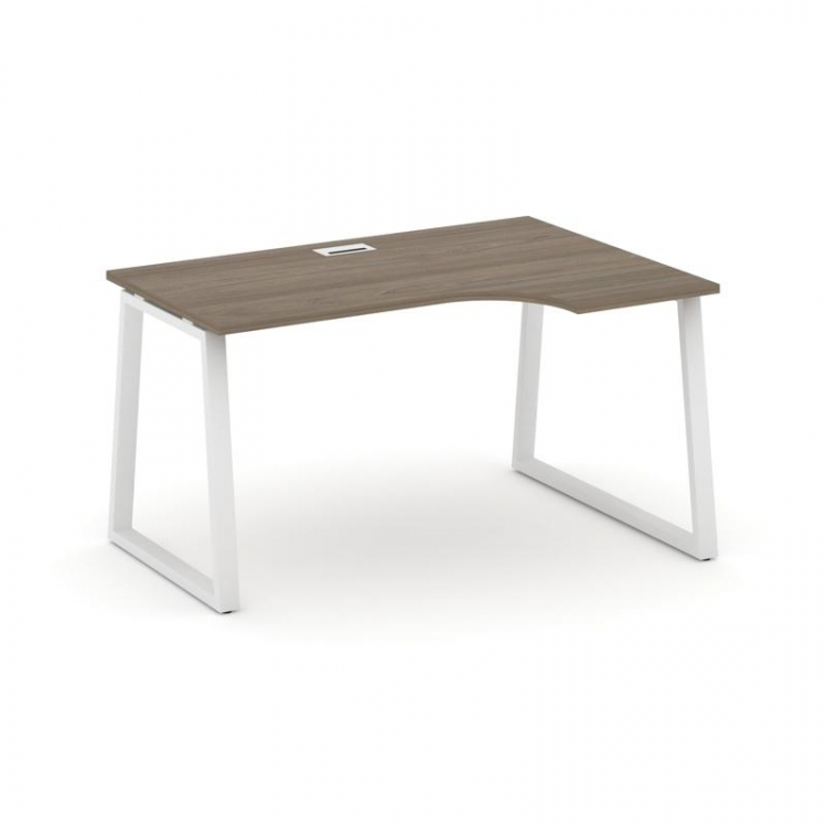 Style Project Стол рабочий эргоном. SN-6T1.SPA-021(R) Вяз Благородный/Металл Белый/Заглушка Пластик