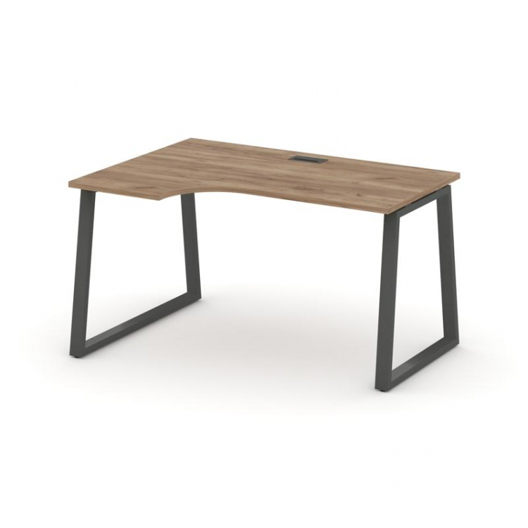 Style Project Стол рабочий эргоном. SN-6T1.SPA-012(L) Дуб Табак/Металл Антрацит/Черный Пластик 1580*