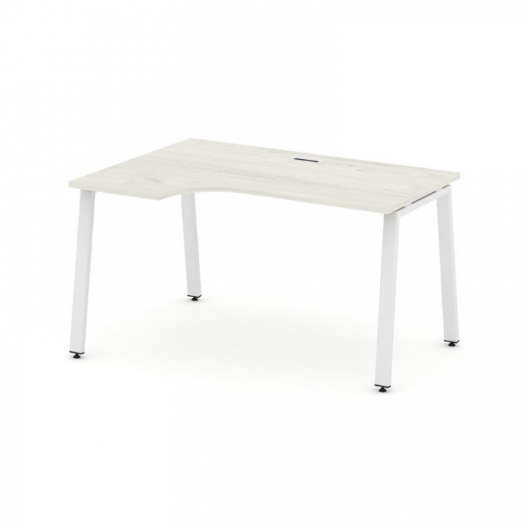 Style Project Стол рабочий эргоном. SN-6A.SPA-011(L) Дуб Наварра/Металл Белый 1380*700/980*750