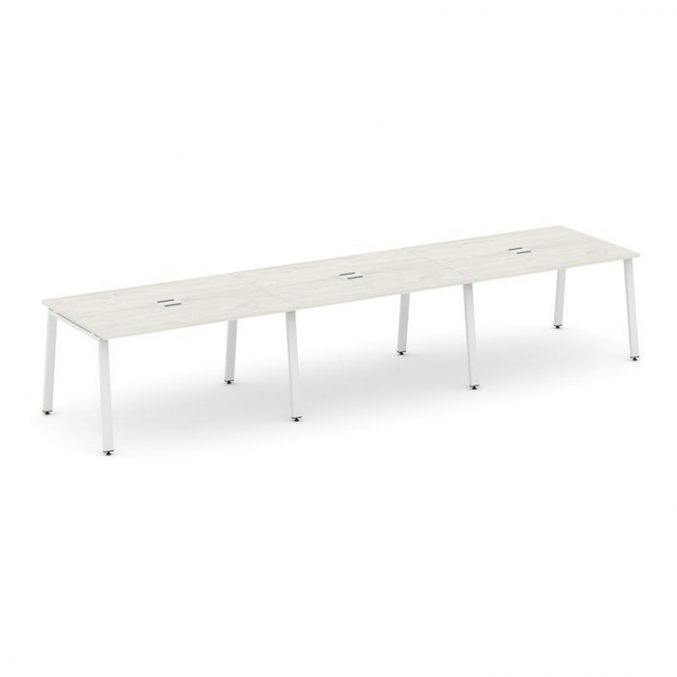 Style Project Стол переговорный SN-6A.SPRG-022 Дуб Наварра/Металл Белый 3540*980*750