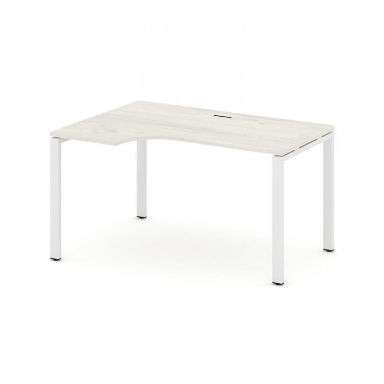 Style Project Стол рабочий эргоном. SN-6P.SPA-001(L) Дуб Наварра/Металл Белый 1380*600/980*750