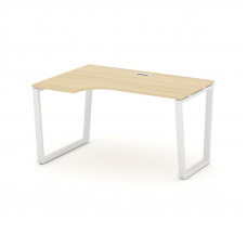Style Project Стол рабочий эргоном. SN-6T2.SPA-002(L) Акация Лорка/Металл Белый/Заглушка Пластик Бел
