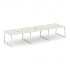 Style Project Стол переговорный SN-6T1.SPRG-053 Дуб Наварра/Металл Белый/Заглушка Металл Белый 4410*