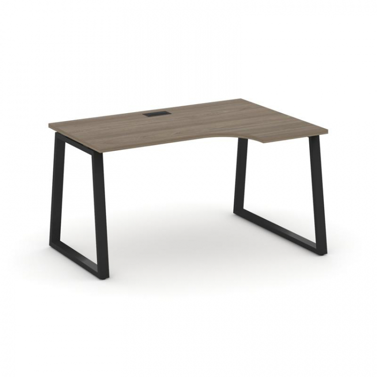 Style Project Стол рабочий эргоном. SN-6T1.SPA-021(R) Вяз Благородный/Металл Черный/Заглушка Пластик