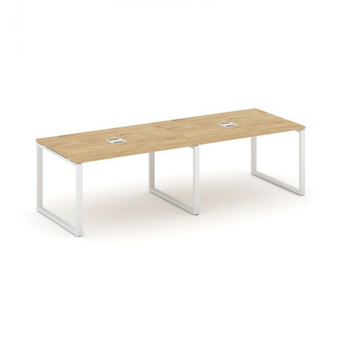 Стайл Проджект Стол переговорный SN-6O.SPRG-013 Тиквуд Светлый/Металл Белый 2760*980*750