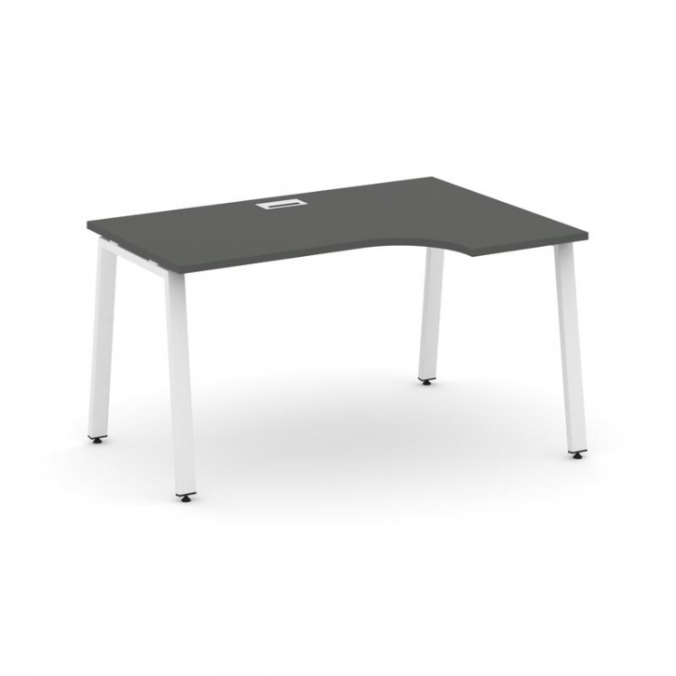 Style Project Стол рабочий эргоном. SN-6A.SPA-002(R) Антрацит/Металл Белый 1580*600/980*750