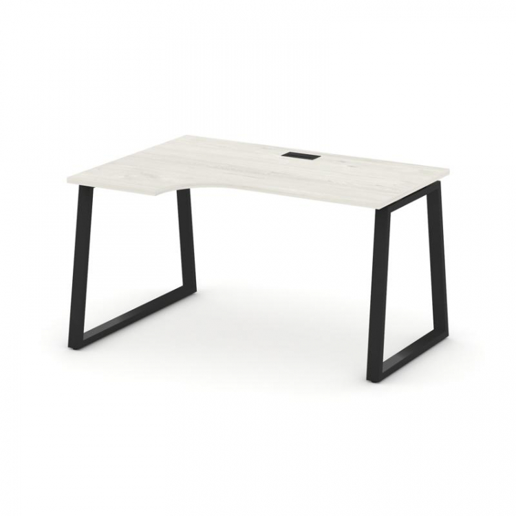 Style Project Стол рабочий эргоном. SN-6T1.SPA-012(L) Дуб Наварра/Металл Черный/Заглушка Пластик Чер