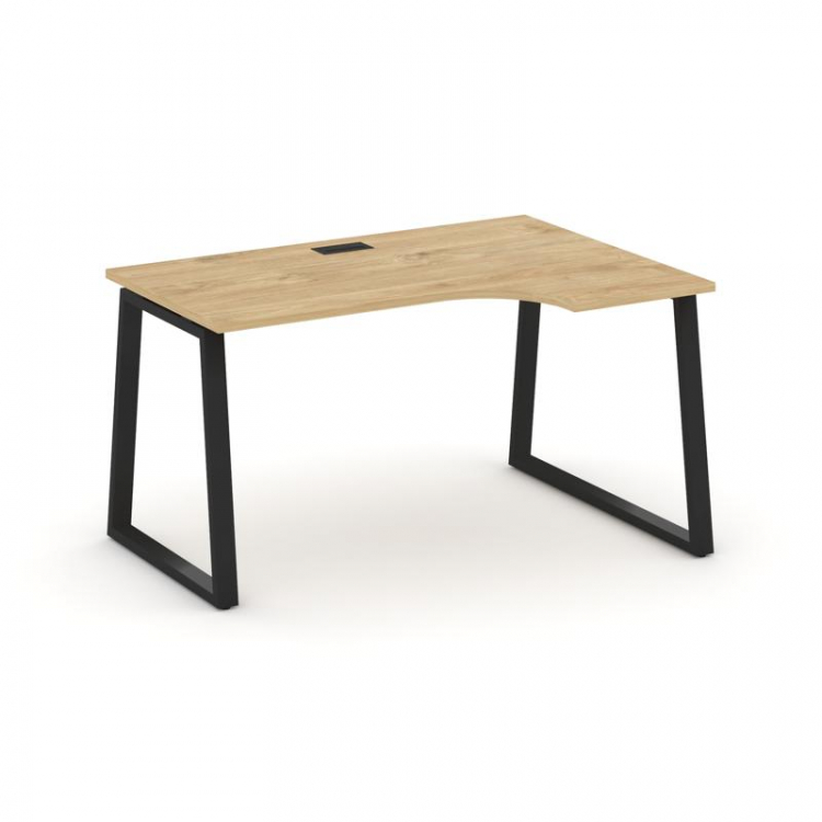 Style Project Стол рабочий эргоном. SN-6T1.SPA-012(R) Тиквуд Светлый/Металл Черный/Заглушка Пластик