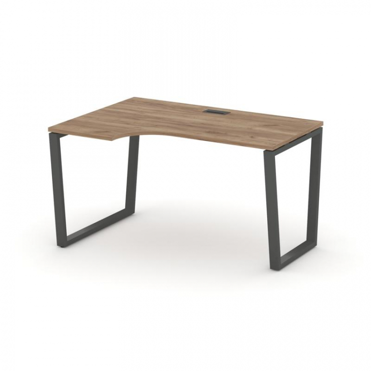 Style Project Стол рабочий эргоном. SN-6T2.SPA-002(L) Дуб Табак/Металл Антрацит/Черный Пластик 1580*