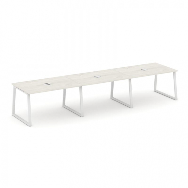 Style Project Стол переговорный SN-6T1.SPRG-023 Дуб Наварра/Металл Белый/Заглушка Металл Белый 4410*