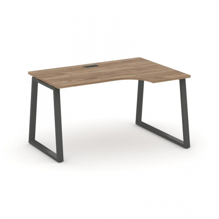 Style Project Стол рабочий эргоном. SN-6T1.SPA-022(R) Дуб Табак/Металл Антрацит/Черный Пластик 1580*