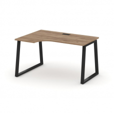 Style Project Стол рабочий эргоном. SN-6T1.SPA-021(L) Дуб Табак/Металл Черный/Заглушка Пластик Черны