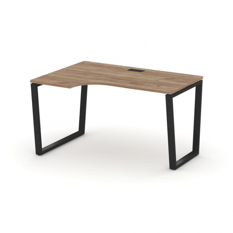 Style Project Стол рабочий эргоном. SN-6T2.SPA-002(L) Дуб Табак/Металл Черный/Заглушка Пластик Черны