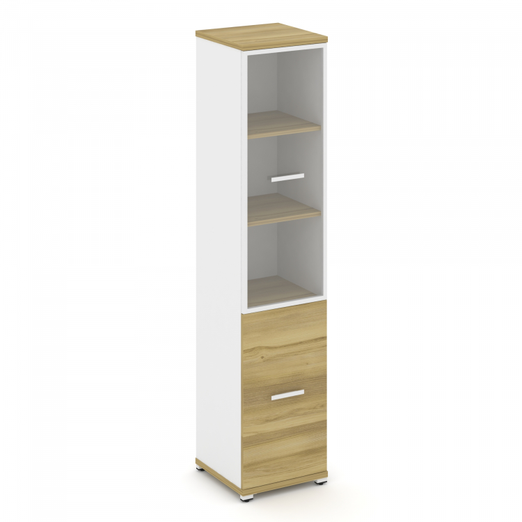 Concept Шкаф 1 узкая секция, 5 ниш CN.STU.E-512 RPW W Дуб Винченцо/Белый Бриллиант/Металл Белый/Проз