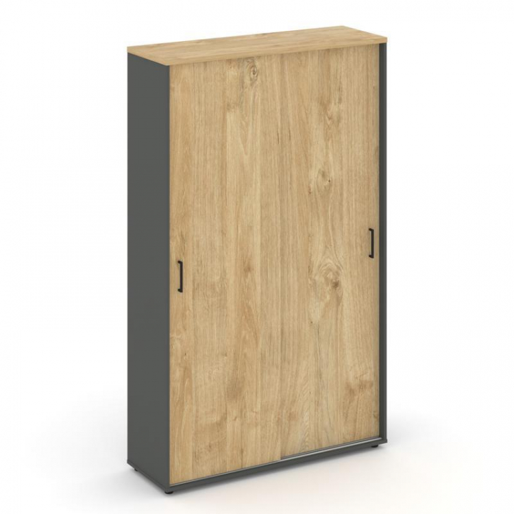 Style Project Шкаф-купе с полками SN.SHK-001 Антрацит/Тиквуд Светлый/Черный Ручки 1200*400*1982