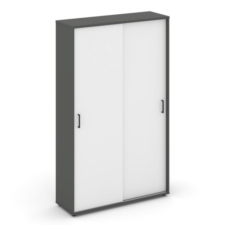 Style Project Шкаф-купе с полками SN.SHK-001 Антрацит/Антрацит/Белый/Черный Ручки 1200*400*1982