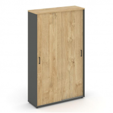 Style Project Шкаф-купе с полками SN.SHK.E-001 Антрацит/Тиквуд Светлый/Черный Ручки 1200*400*1982