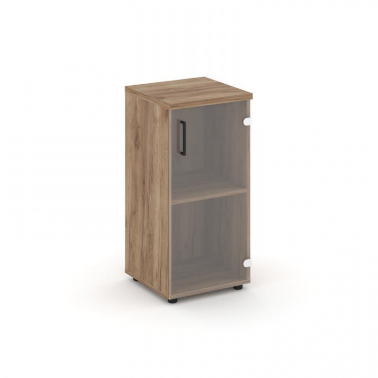 Style Project Шкаф низкий узкий SN.STU-302(R) Дуб Табак/Прозрачный/Черный Ручки 400*400*833