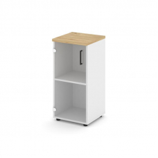 Style Project Шкаф низкий узкий SN.STU.E-302(L) Белый/Тиквуд Светлый/Прозрачный/Черный Ручки 400*400