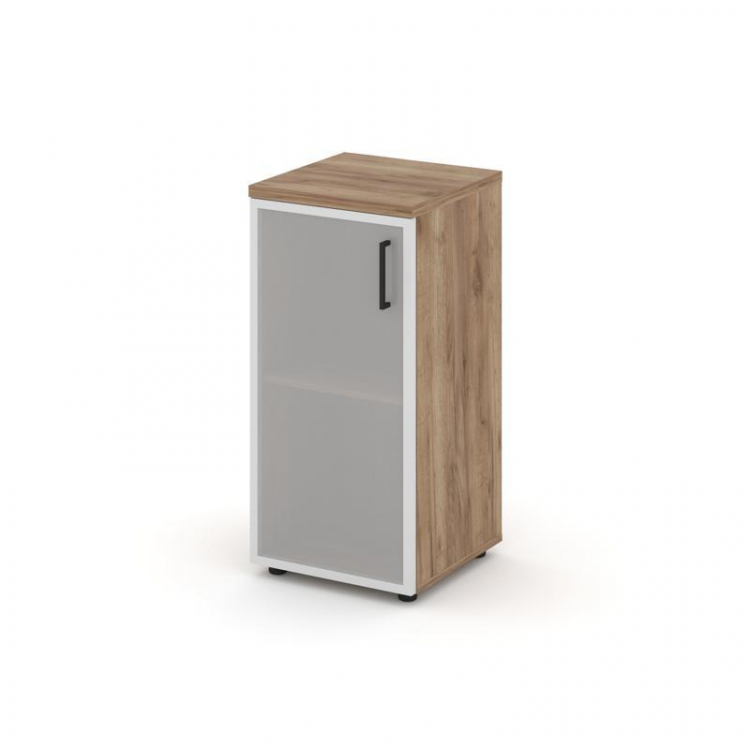 Style Project Шкаф низкий узкий SN.STU-303(L) Дуб Табак/Сатин/Черный Ручки 400*400*833