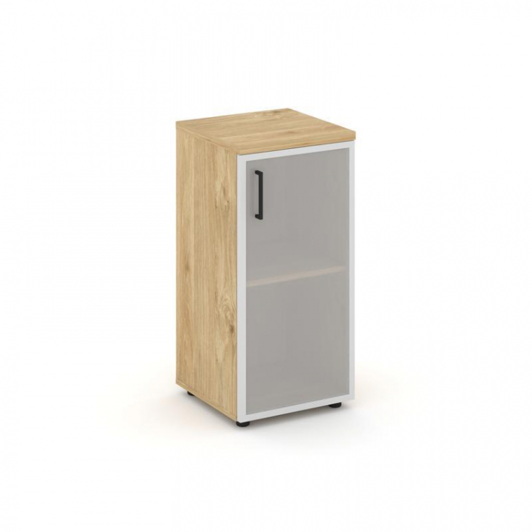 Style Project Шкаф низкий узкий SN.STU.E-303(R) Тиквуд Светлый/Сатин/Черный Ручки 400*400*833