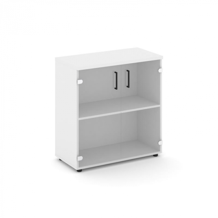 Style Project Шкаф низкий широкий SN.STS-302 Белый/Прозрачный/Черный Ручки 796*400*833