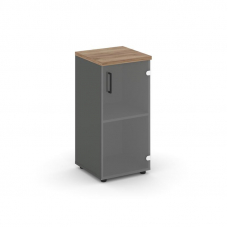 Style Project Шкаф низкий узкий SN.STU-302(R) Антрацит/Дуб Табак/Прозрачный/Черный Ручки 400*400*833