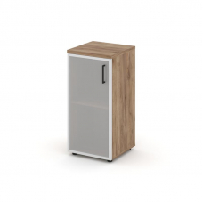 Style Project Шкаф низкий узкий SN.STU.E-303(L) Дуб Табак/Сатин/Черный Ручки 400*400*833