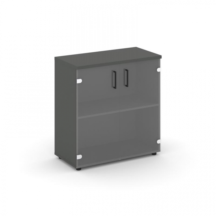 Style Project Шкаф низкий широкий SN.STS-302 Антрацит/Прозрачный/Черный Ручки 796*400*833