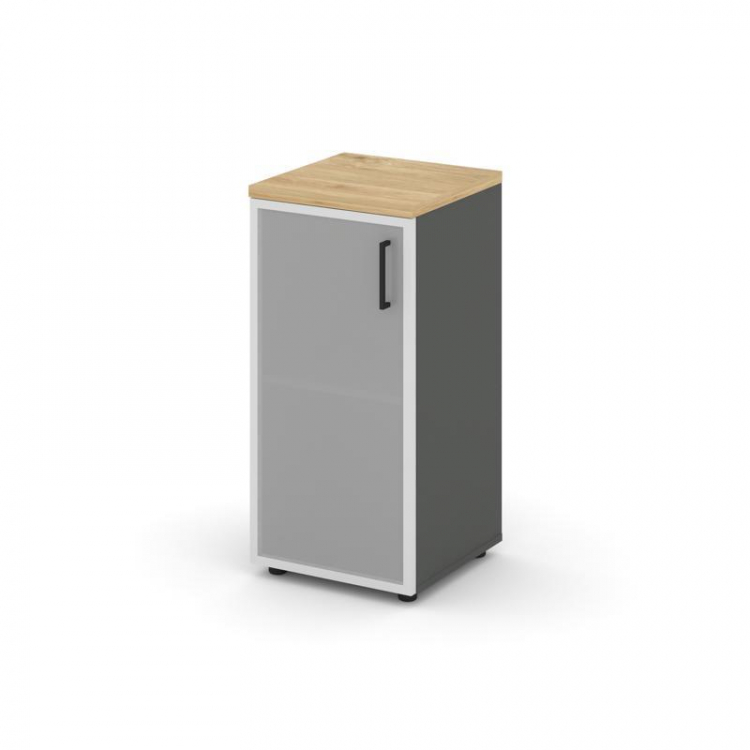 Style Project Шкаф низкий узкий SN.STU-303(L) Антрацит/Тиквуд Светлый/Сатин/Черный Ручки 400*400*833