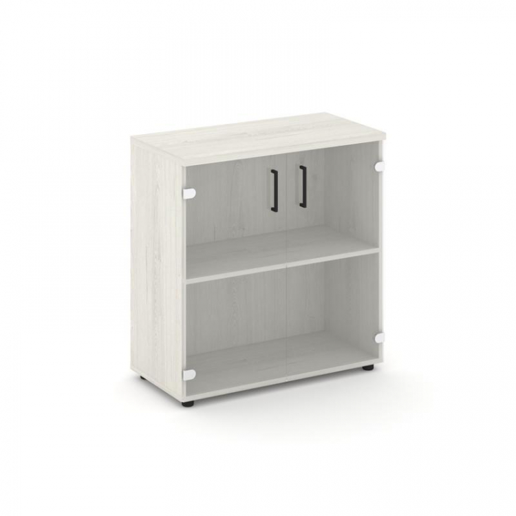 Style Project Шкаф низкий широкий SN.STS-302 Дуб Наварра/Прозрачный/Черный Ручки 796*400*833