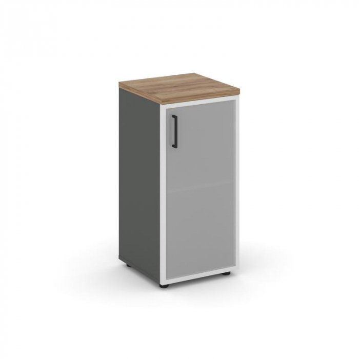 Style Project Шкаф низкий узкий SN.STU.E-303(R) Антрацит/Дуб Табак/Сатин/Черный Ручки 400*400*833