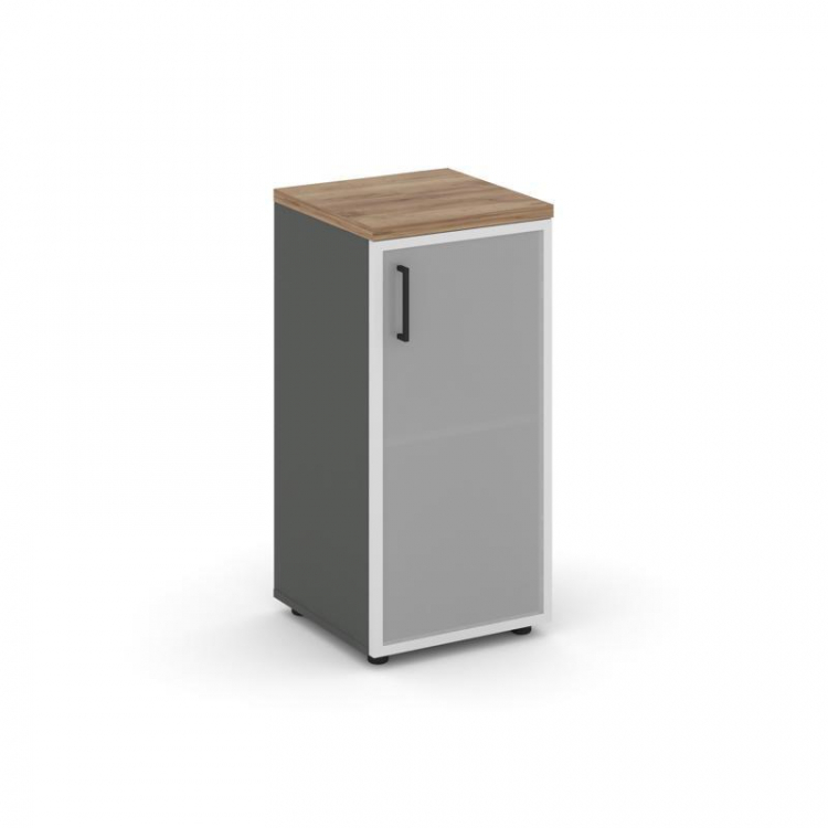 Style Project Шкаф низкий узкий SN.STU.E-303(R) Антрацит/Дуб Табак/Сатин/Черный Ручки 400*400*833