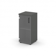 Style Project Шкаф низкий узкий SN.STU-302(L) Антрацит/Прозрачный/Черный Ручки 400*400*833