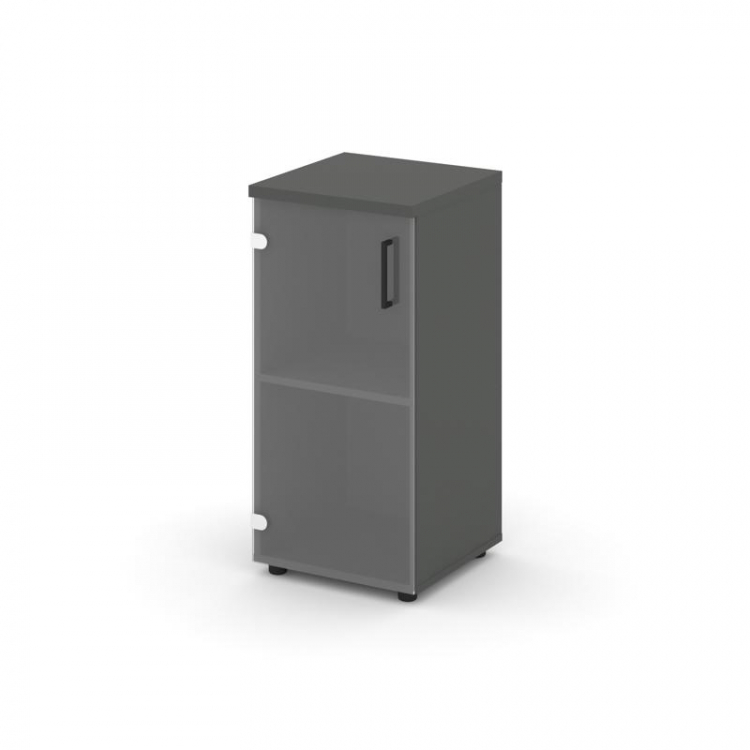 Style Project Шкаф низкий узкий SN.STU-302(L) Антрацит/Прозрачный/Черный Ручки 400*400*833