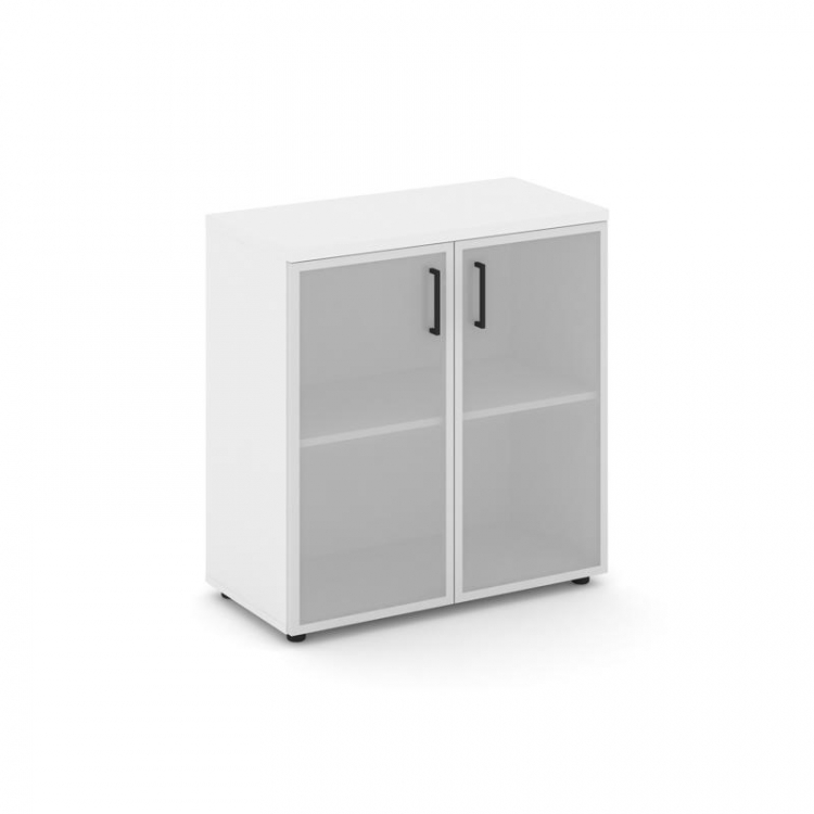 Style Project Шкаф низкий широкий SN.STS-303 Белый/Сатин/Черный Ручки 796*400*833