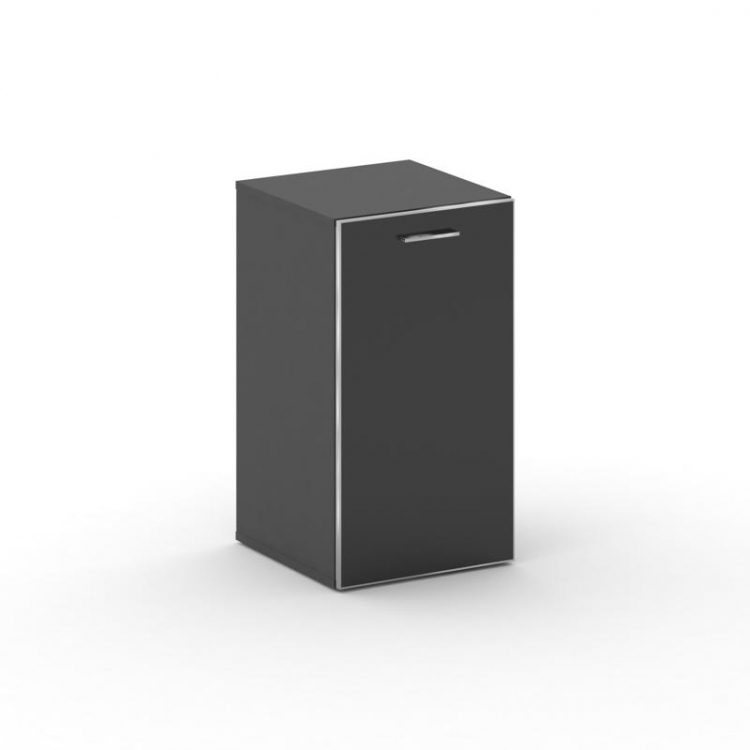 Fresco Шкаф узкий низкий левый FR.SU-302 (L) black Базальт UM/Лакобель Черный/Хром 450*460*807