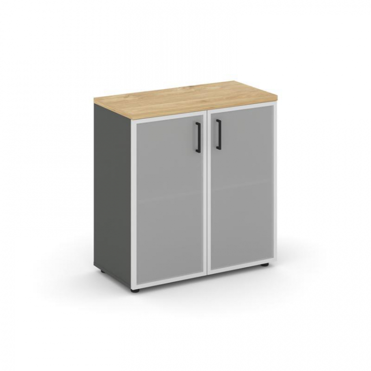 Style Project Шкаф низкий широкий SN.STS-303 Антрацит/Тиквуд Светлый/Сатин/Черный Ручки 796*400*833