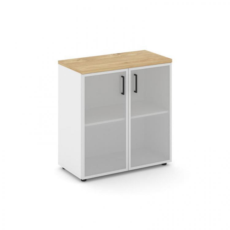 Style Project Шкаф низкий широкий SN.STS.E-303 Белый/Тиквуд Светлый/Сатин/Черный Ручки 796*400*833