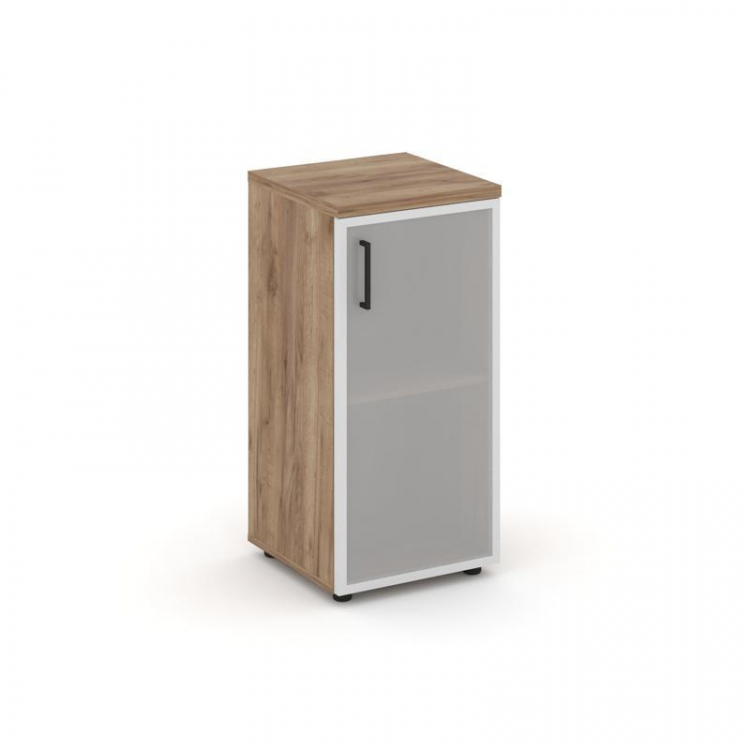 Style Project Шкаф низкий узкий SN.STU.E-303(R) Дуб Табак/Сатин/Черный Ручки 400*400*833