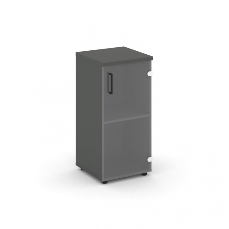 Style Project Шкаф низкий узкий SN.STU.E-302(R) Антрацит/Прозрачный/Черный Ручки 400*400*833