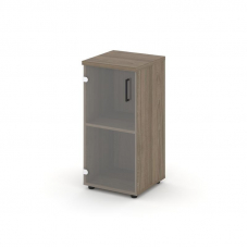 Style Project Шкаф низкий узкий SN.STU-302(L) Вяз Благородный/Прозрачный/Черный Ручки 400*400*833